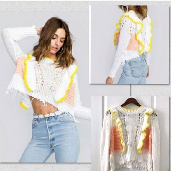 Wildfox Sweaters - Wildfox “Sorbet stripe” Carlyle crop sweater